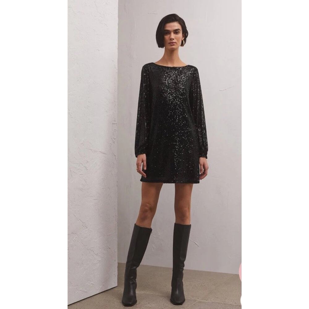 Z Supply Andromeda Black Sequin Mini Dress Women's Size XS